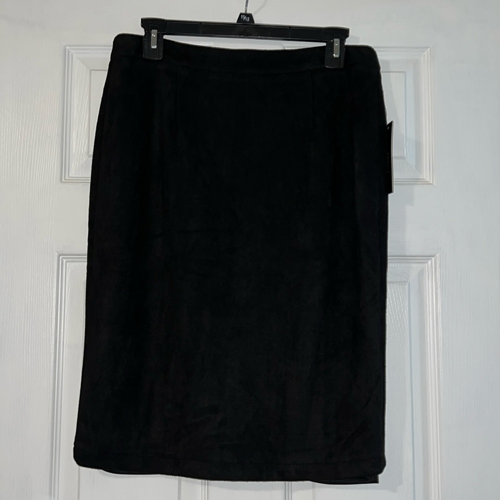 Superpower Black Suede Pencil Skirt